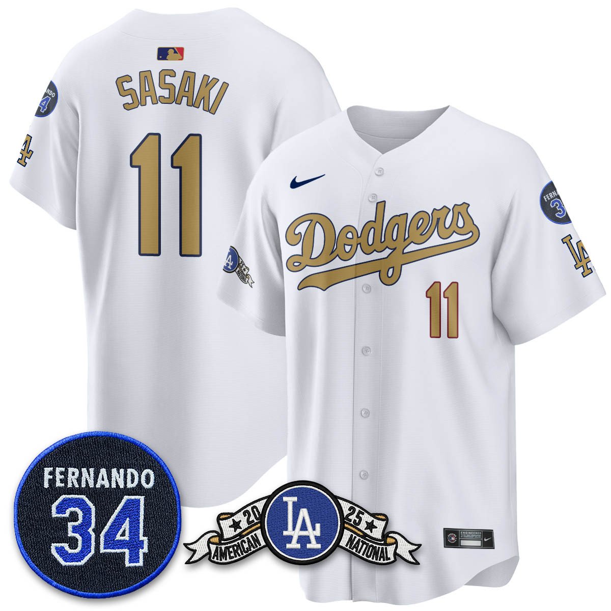 Los Angeles Dodgers 2025 National League Champions Jersey - All Stitched