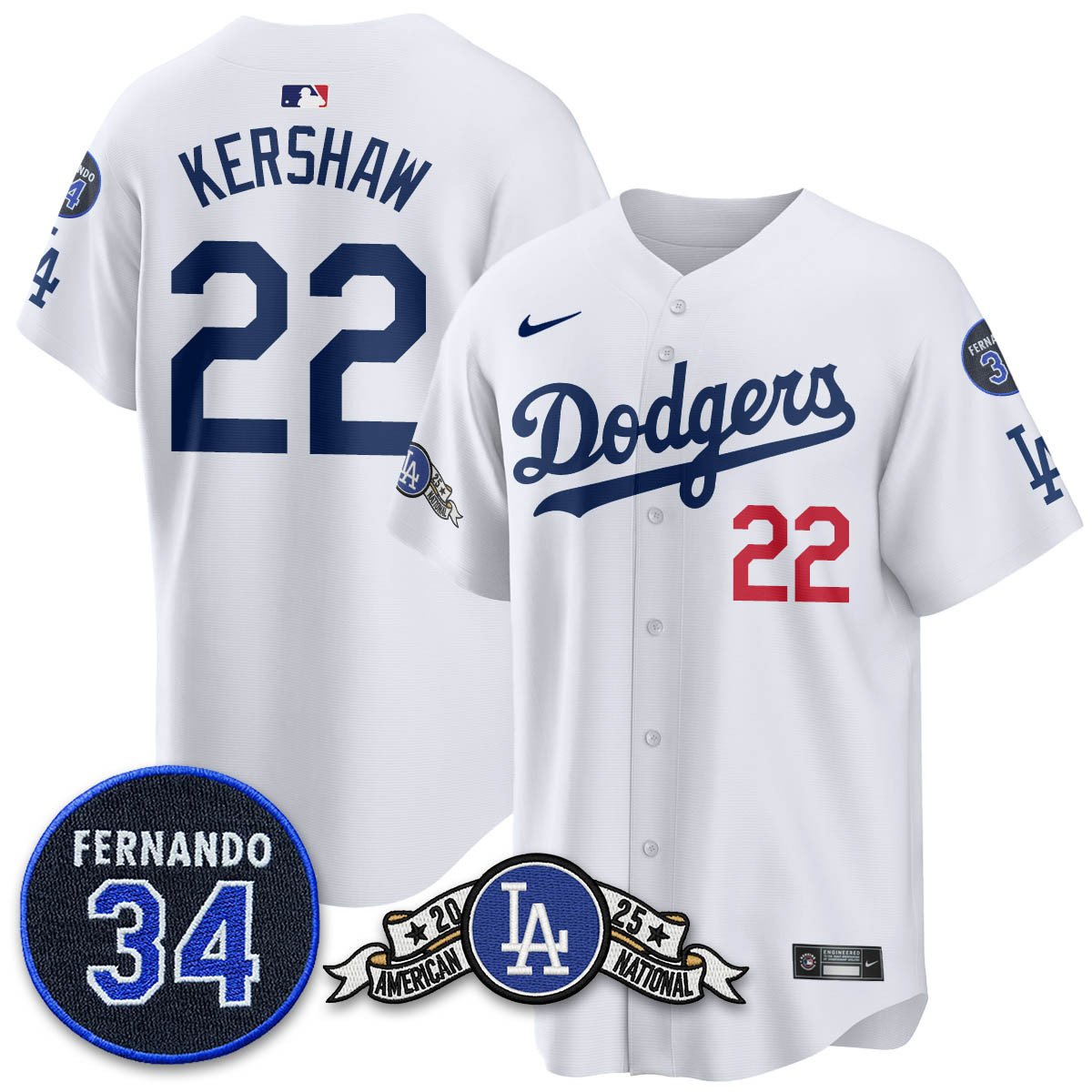 Los Angeles Dodgers 2025 National League Champions Jersey - All Stitched