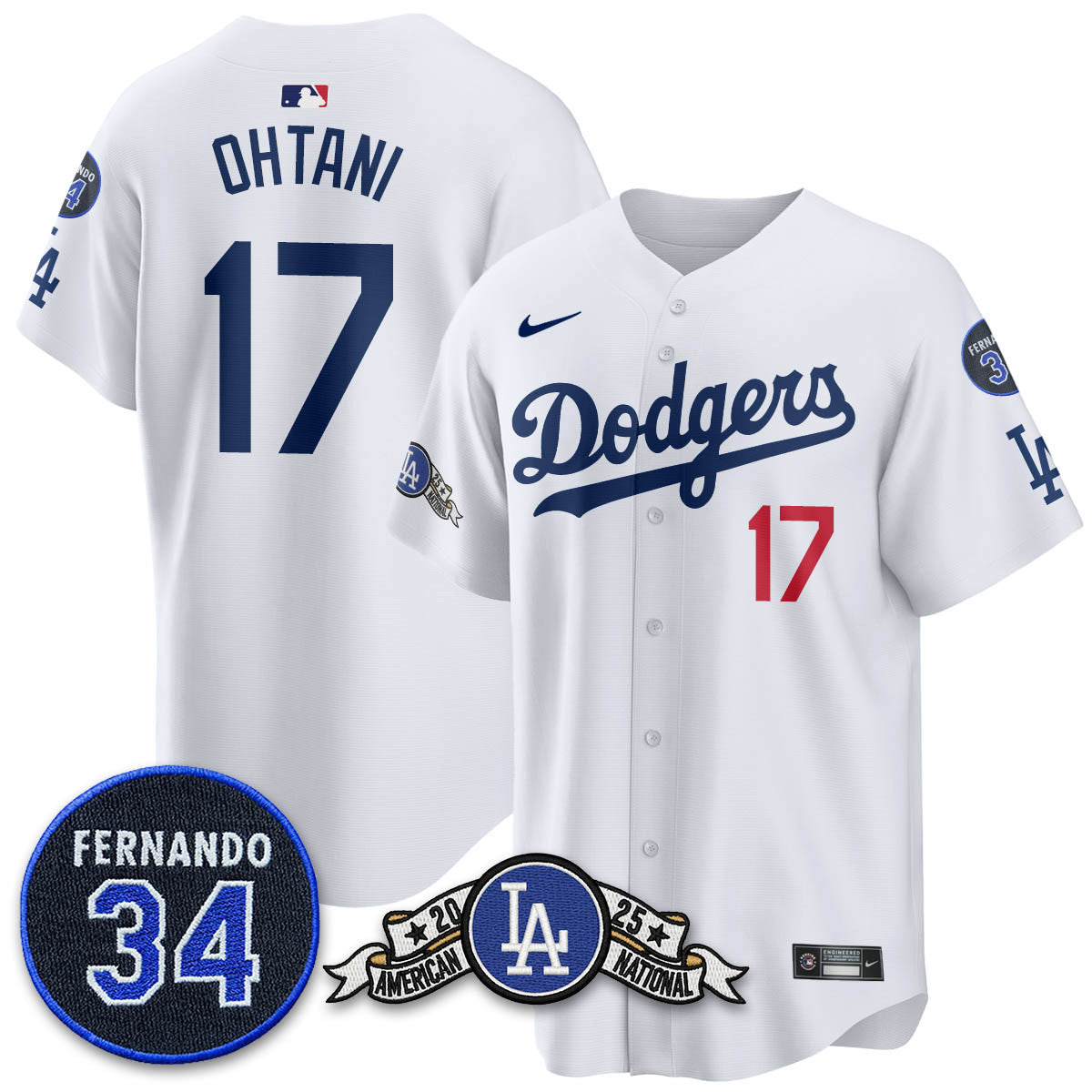 Los Angeles Dodgers 2025 National League Champions Jersey - All Stitched