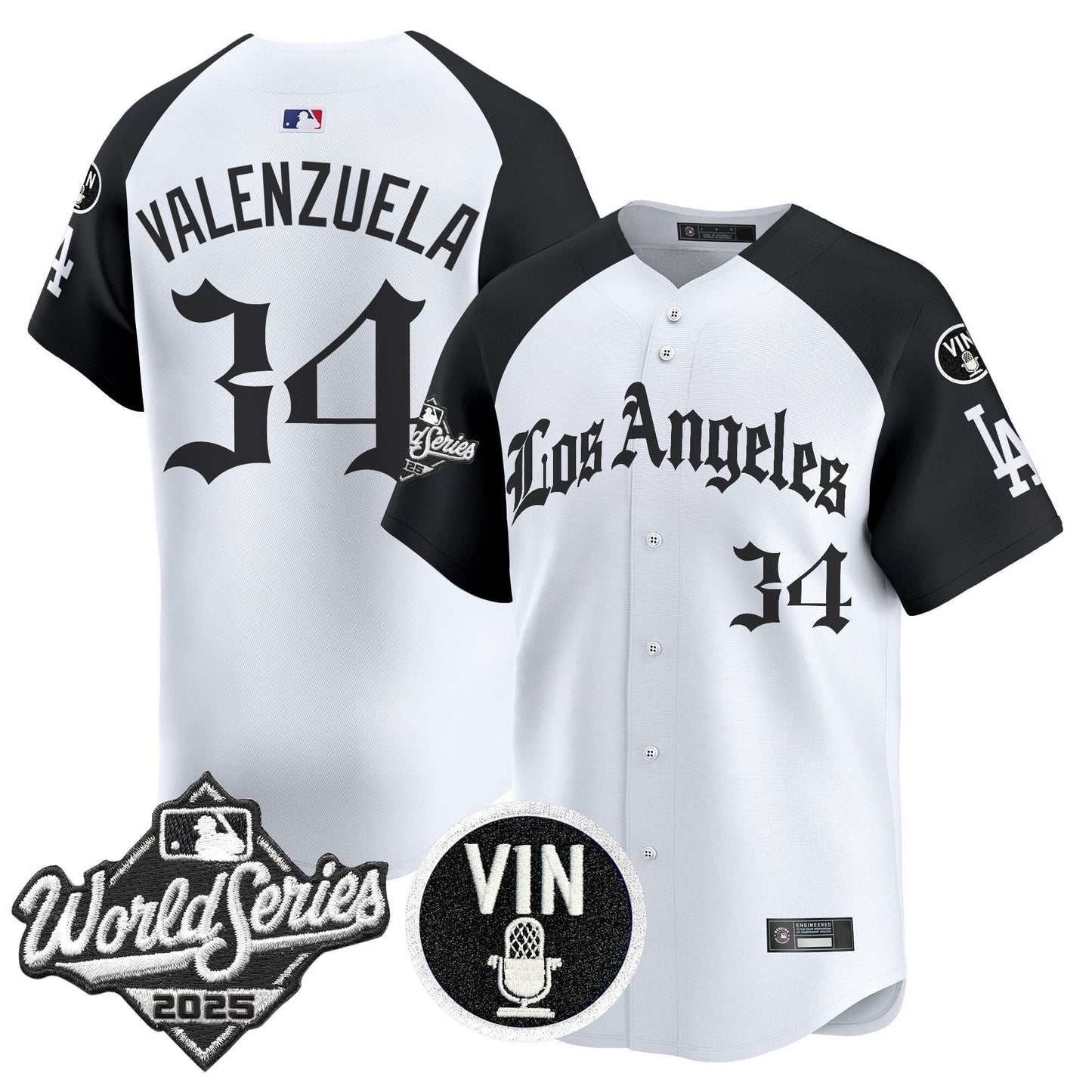 Men's Dodgers 2025 World Series Vapor Premier Limited Jersey - LA Gothic Edition - All Stitched