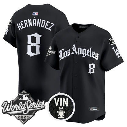 Men's Dodgers 2025 World Series Vapor Premier Limited Jersey - LA Gothic Edition - All Stitched