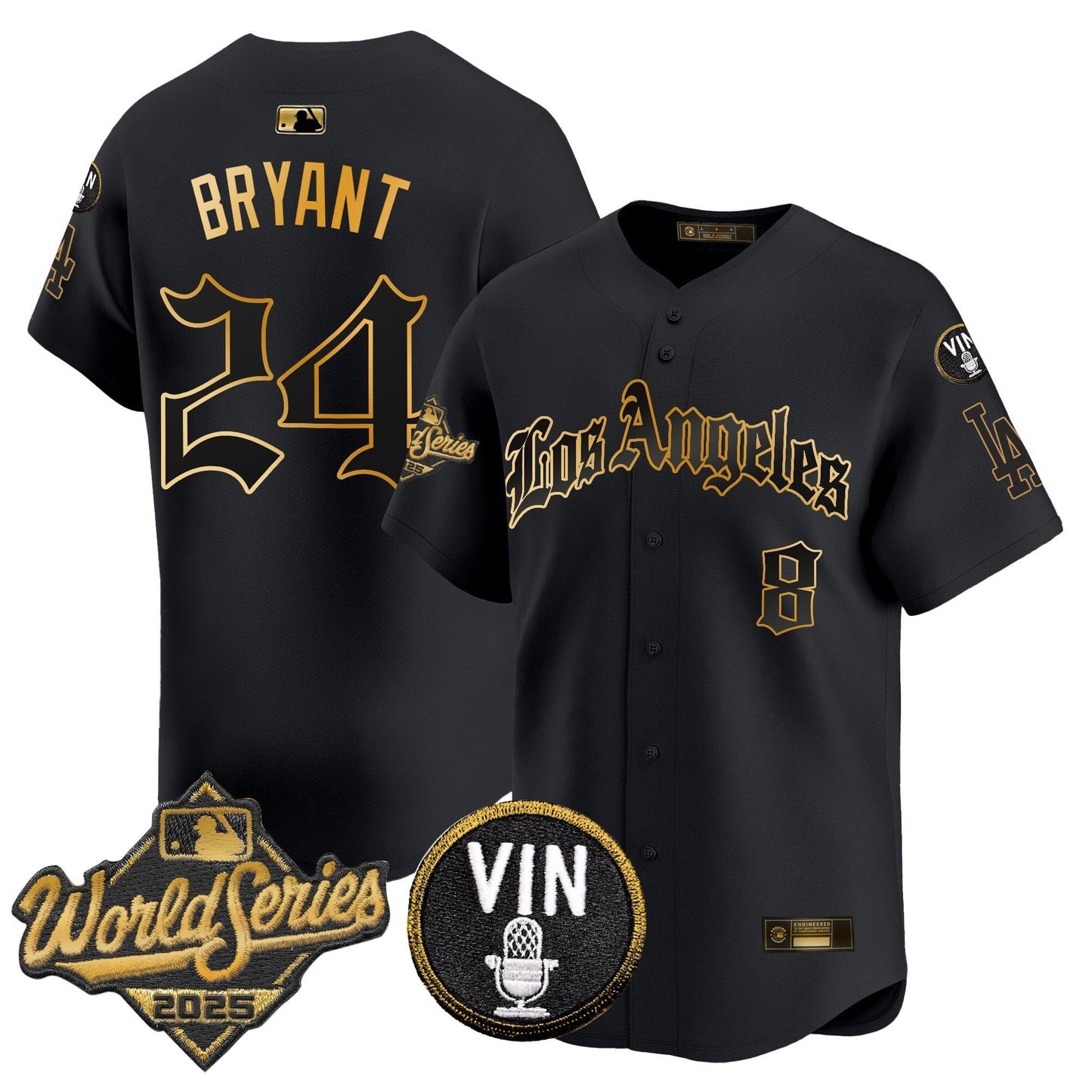 Men's Dodgers 2025 World Series Vapor Premier Limited Jersey - LA Gothic Edition - All Stitched