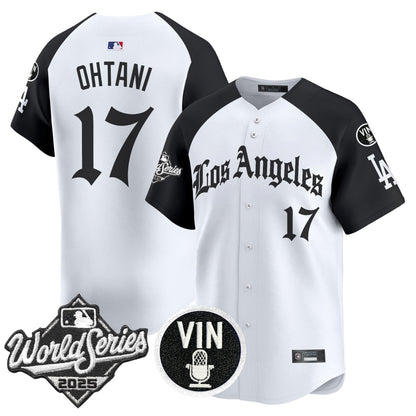 Men's Dodgers 2025 World Series Vapor Premier Limited Jersey - LA Gothic Edition - All Stitched