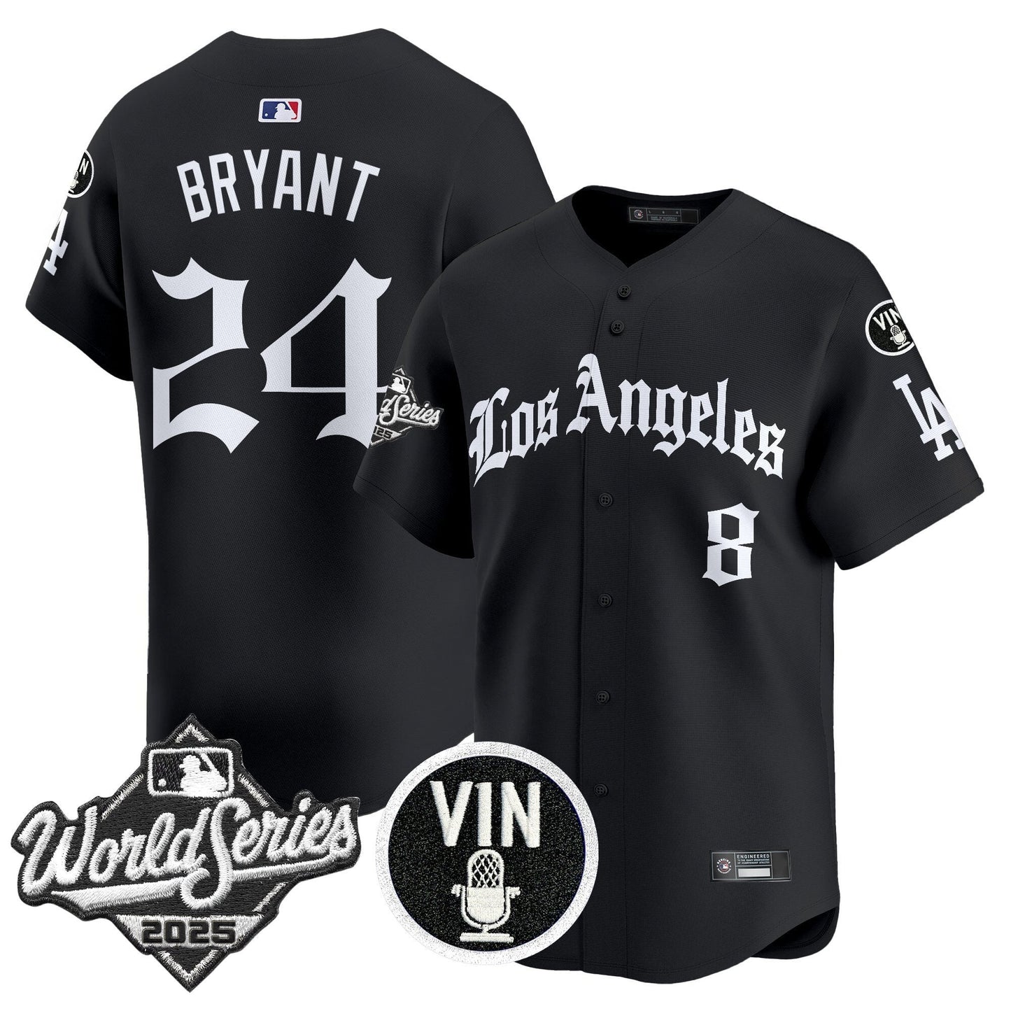 Men's Dodgers 2025 World Series Vapor Premier Limited Jersey - LA Gothic Edition - All Stitched