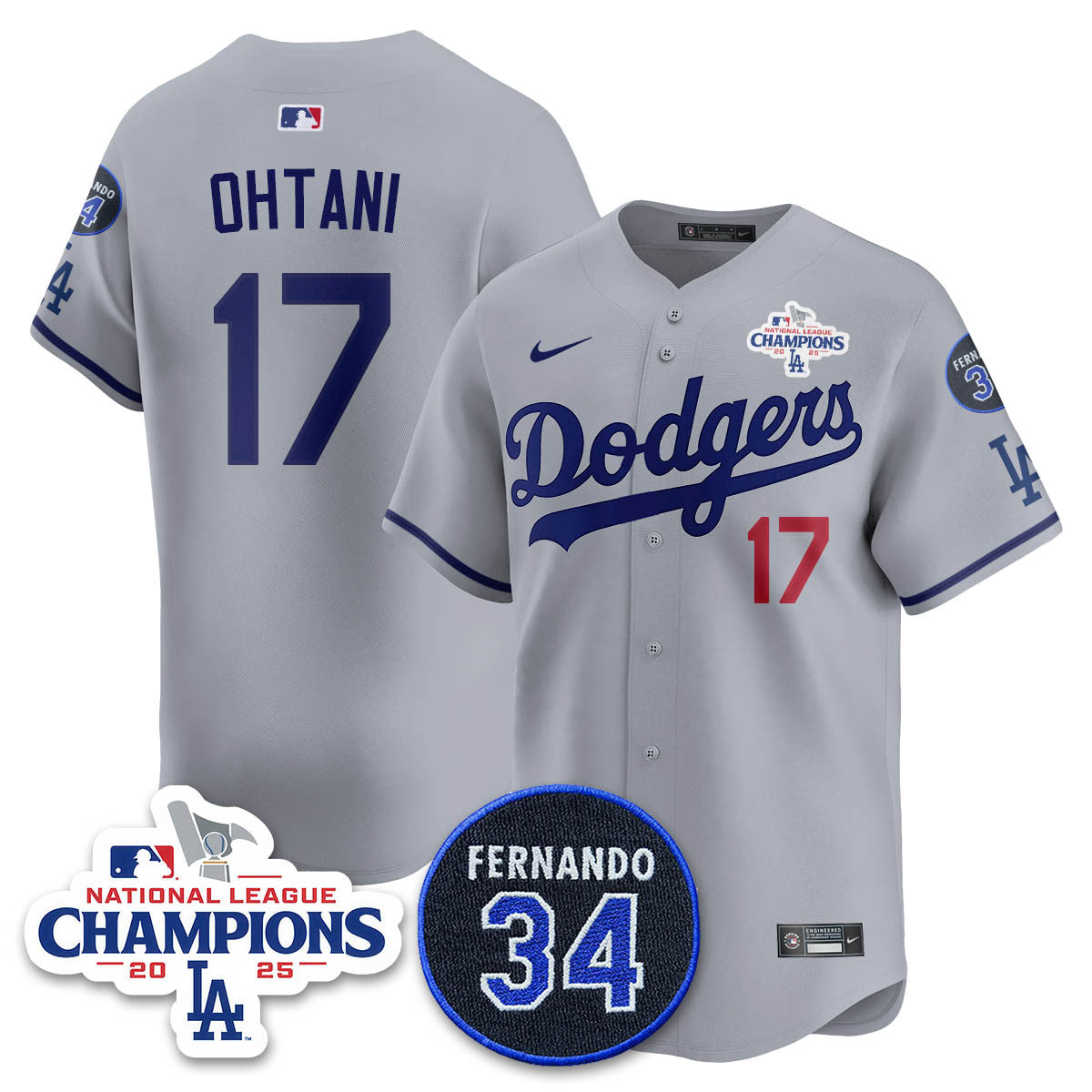 Los Angeles Dodgers 2025 NL Champions Jersey - All Stitched
