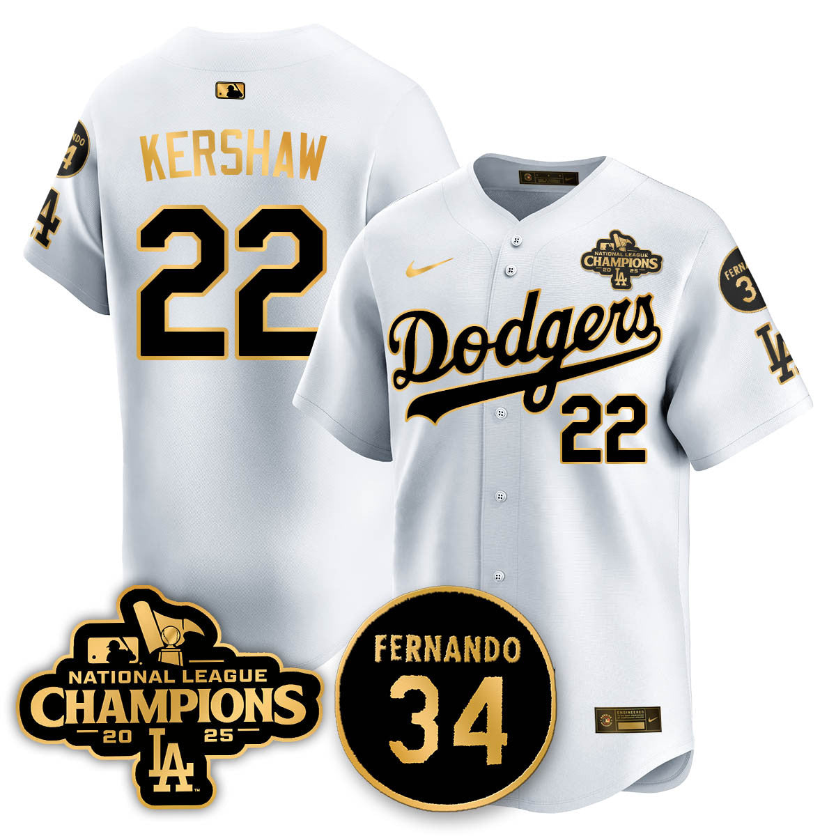 Los Angeles Dodgers 2025 NL Champions Jersey - All Stitched