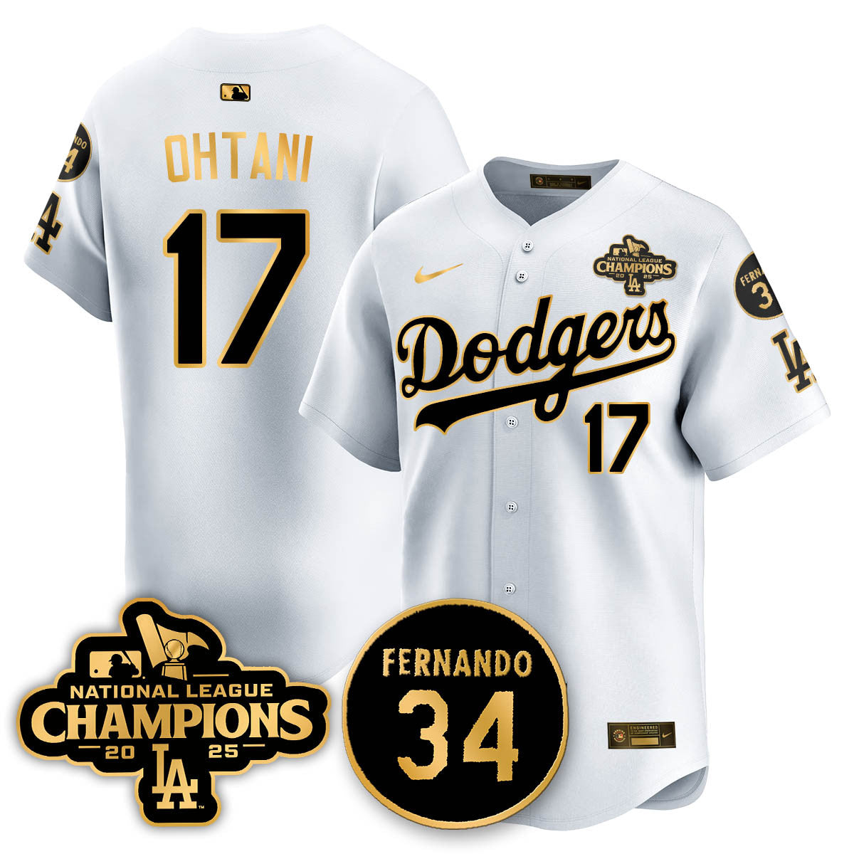 Los Angeles Dodgers 2025 NL Champions Jersey - All Stitched