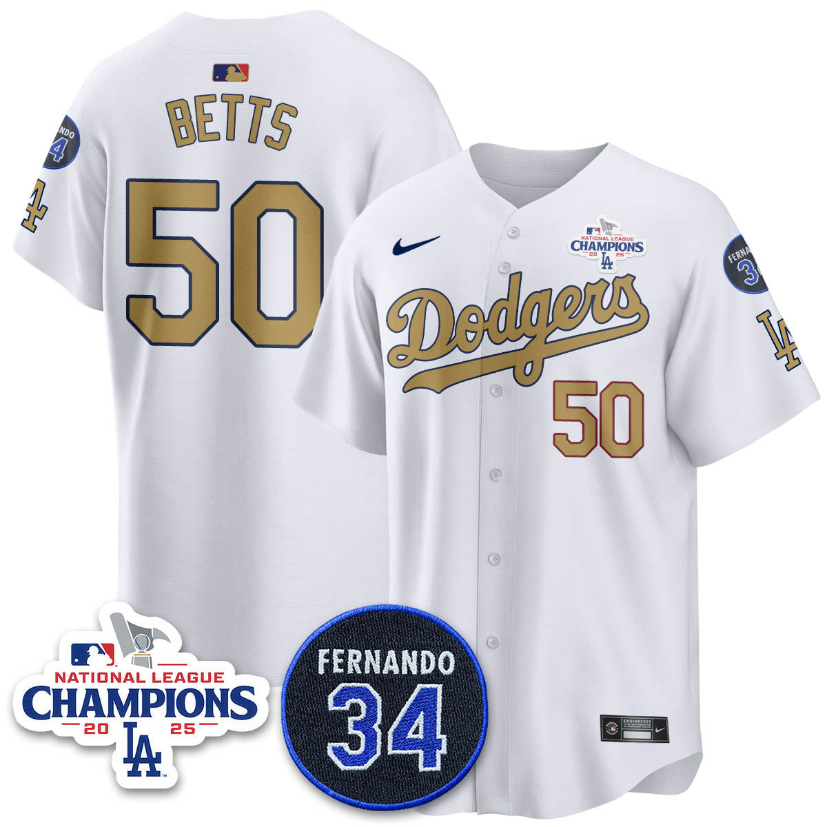 Los Angeles Dodgers 2025 NL Champions Jersey - All Stitched