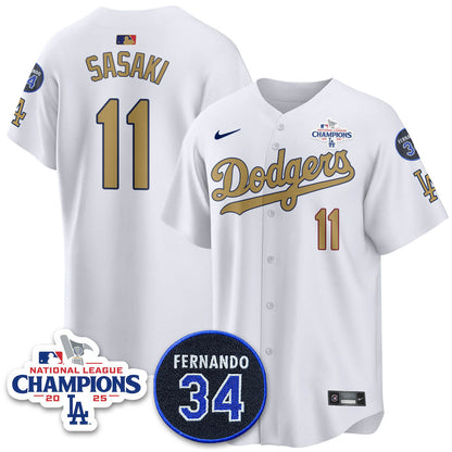 Los Angeles Dodgers 2025 NL Champions Jersey - All Stitched