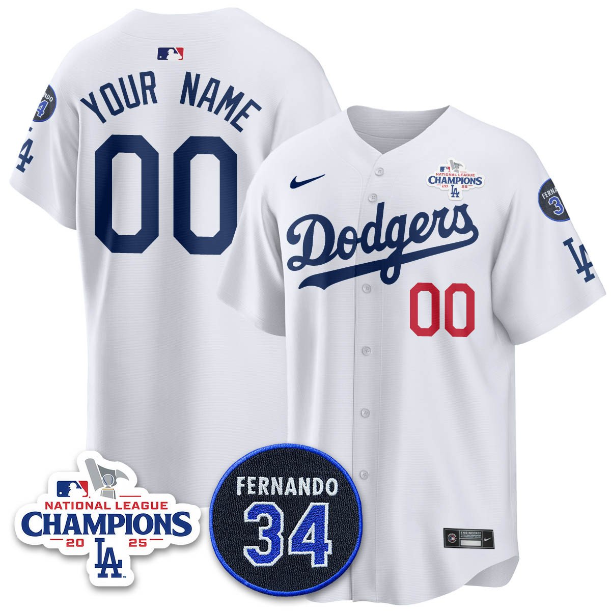 Custom Los Angeles Dodgers 2025 NL Champions Jersey - All Stitched