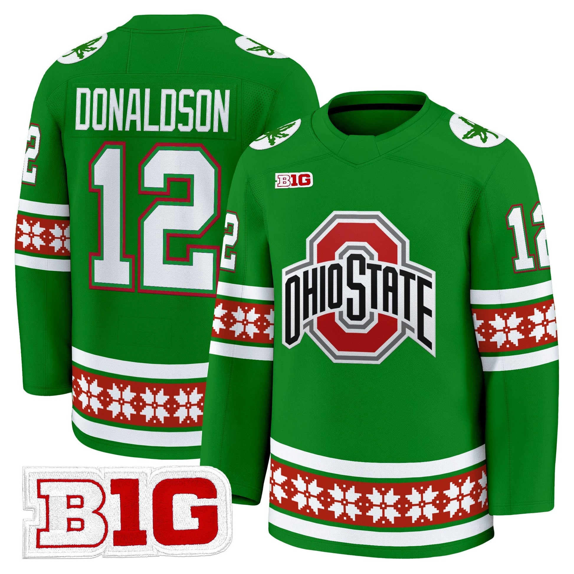 Men's Ohio State Buckeyes Football 2025 'Christmas Edition' Premium Jersey - Hockey Style - Stitched