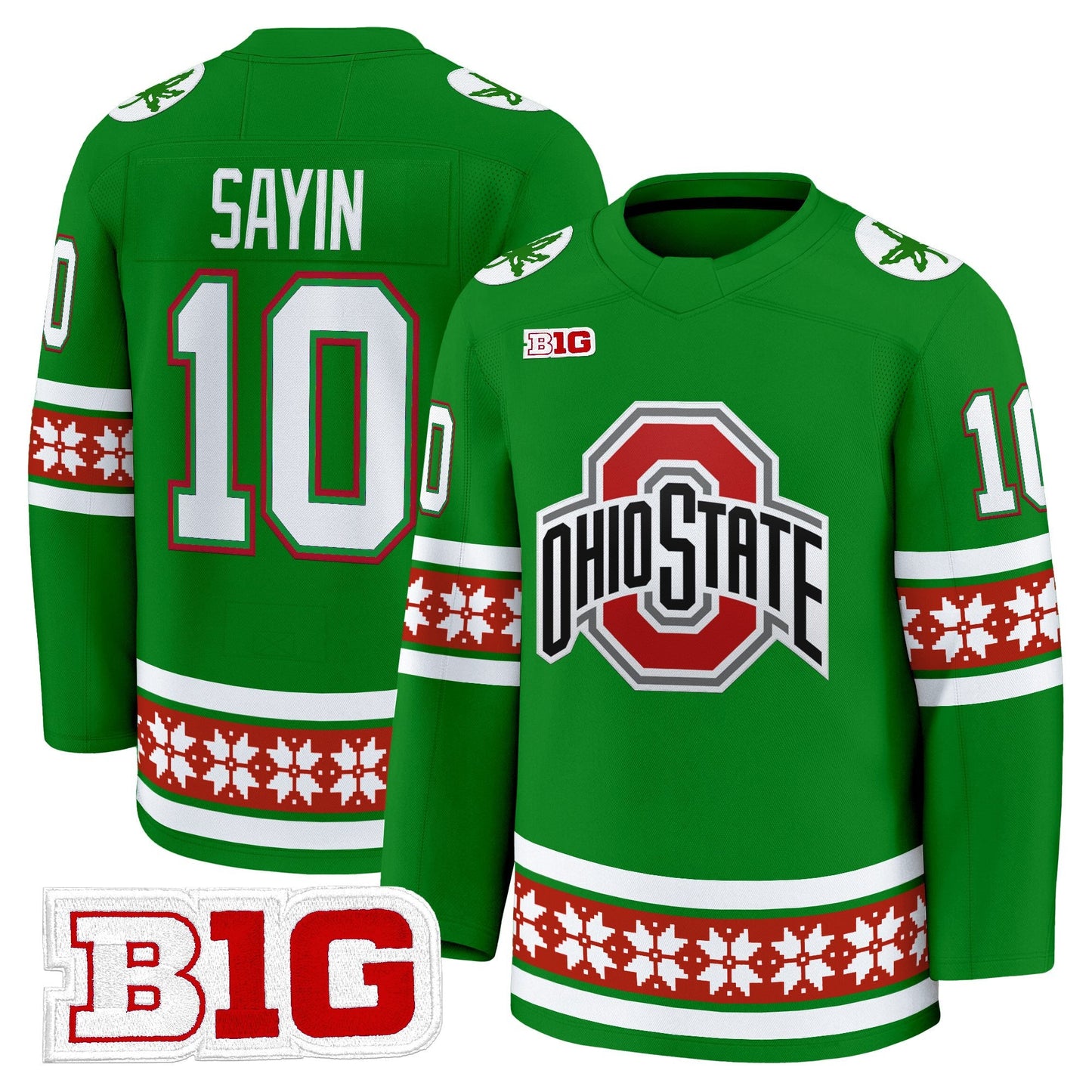 Men's Ohio State Buckeyes Football 2025 'Christmas Edition' Premium Jersey - Hockey Style - Stitched