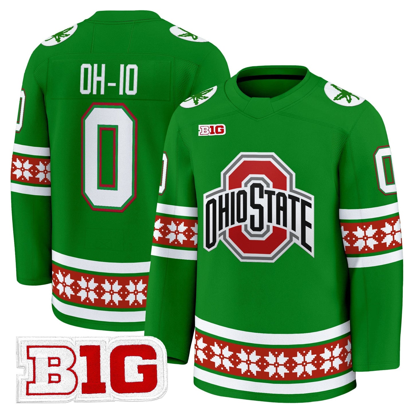 Men's Ohio State Buckeyes Football 2025 'Christmas Edition' Premium Jersey - Hockey Style - Stitched