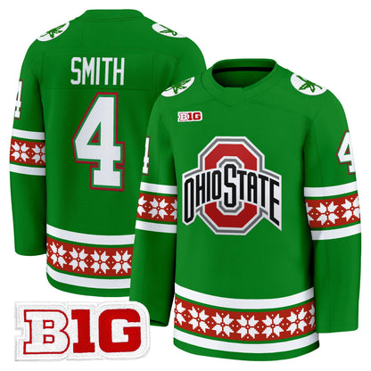Men's Ohio State Buckeyes Football 2025 'Christmas Edition' Premium Jersey - Hockey Style - Stitched