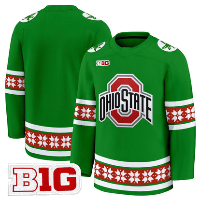 Men's Ohio State Buckeyes Football 2025 'Christmas Edition' Premium Jersey - Hockey Style - Stitched