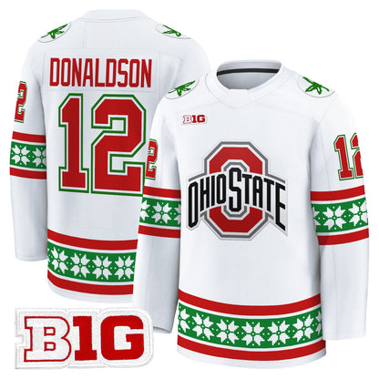 Men's Ohio State Buckeyes Football 2025 'Christmas Edition' Premium Jersey - Hockey Style - Stitched