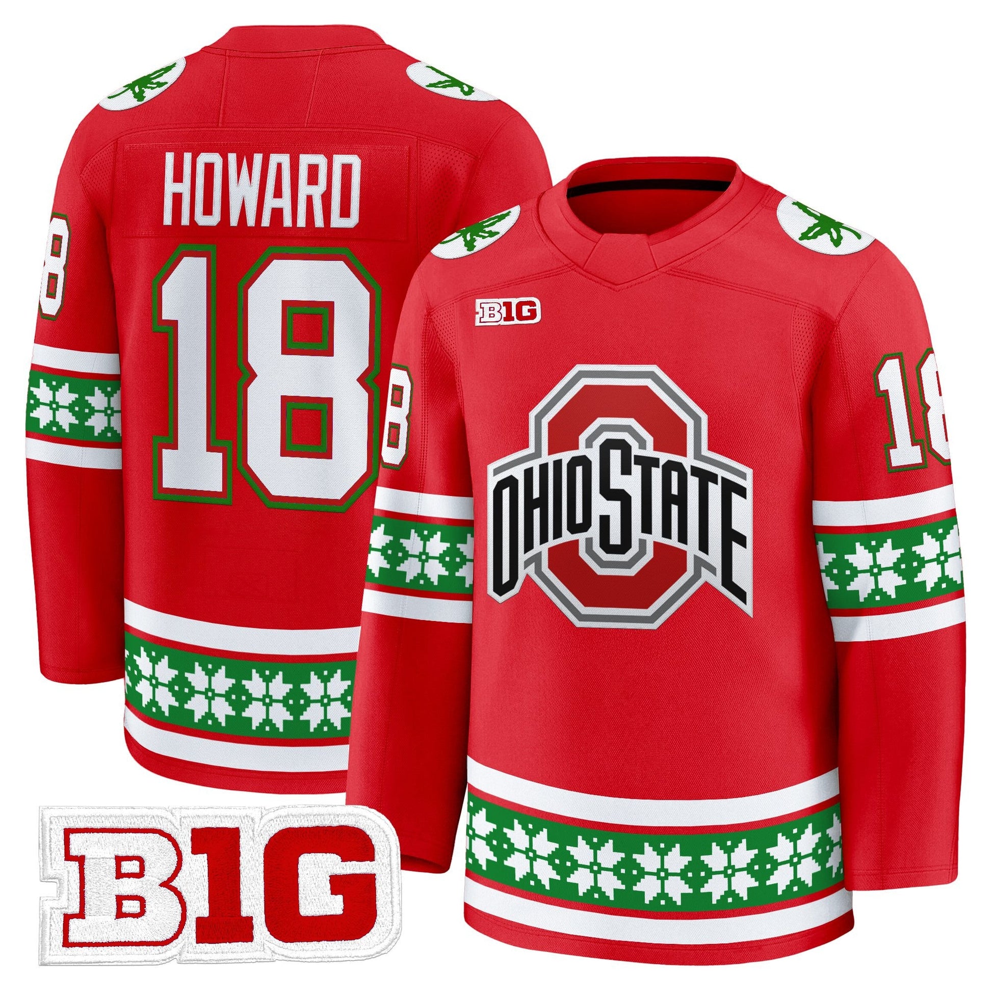 Men's Ohio State Buckeyes Football 2025 'Christmas Edition' Premium Jersey - Hockey Style - Stitched