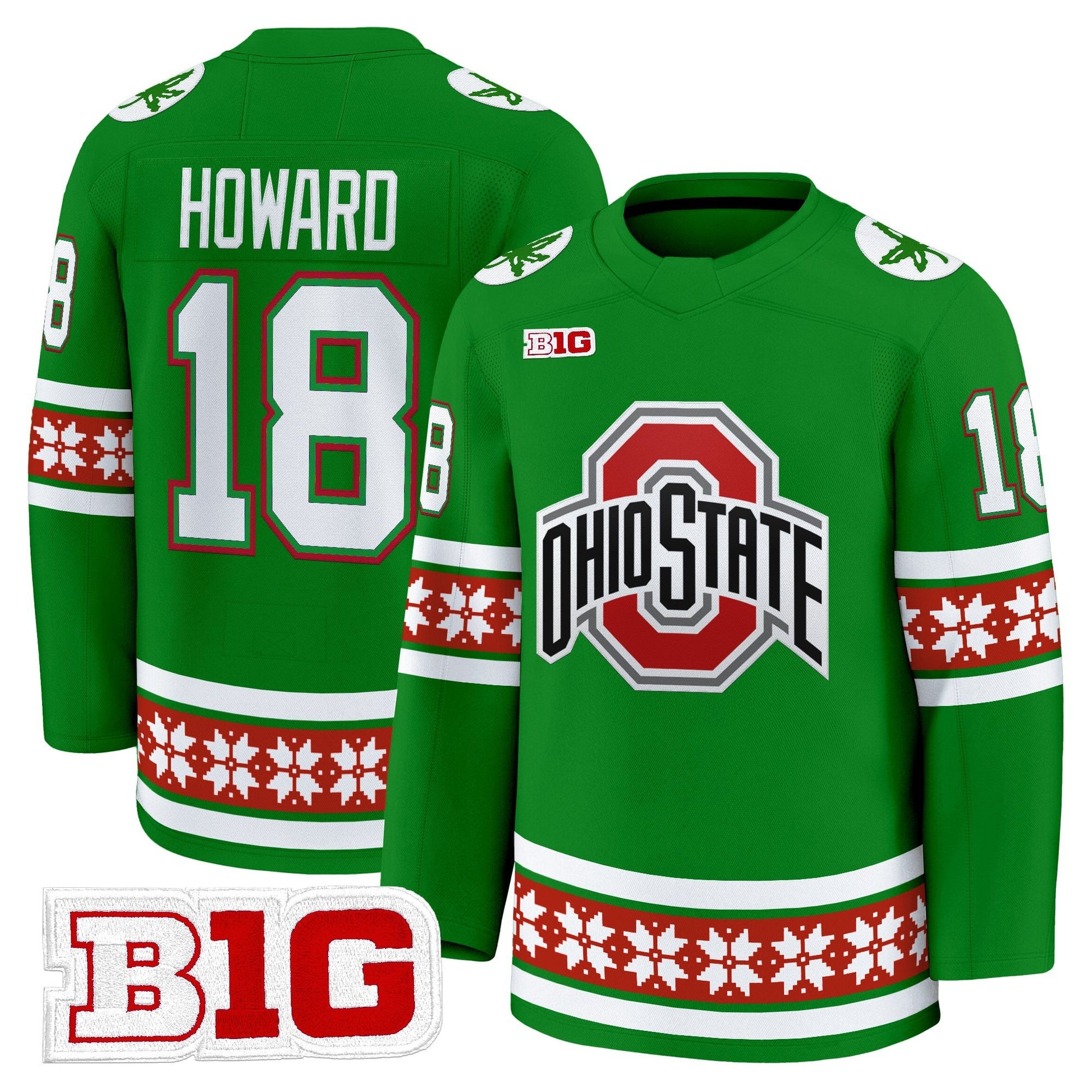 Men's Ohio State Buckeyes Football 2025 'Christmas Edition' Premium Jersey - Hockey Style - Stitched