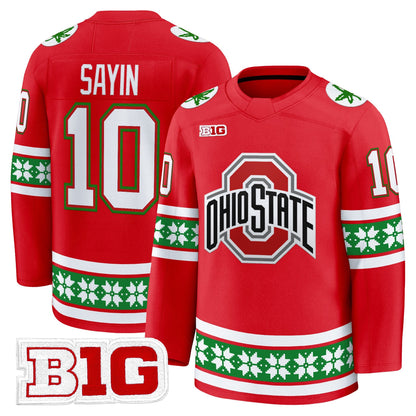 Men's Ohio State Buckeyes Football 2025 'Christmas Edition' Premium Jersey - Hockey Style - Stitched