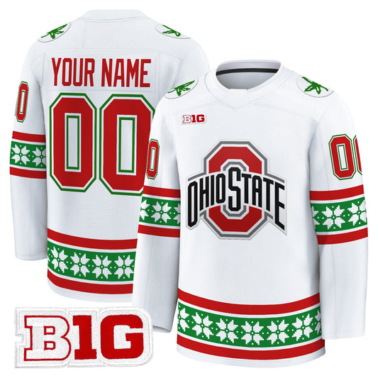 Ohio State Buckeyes Football 2025 'Christmas Edition' Premium Custom Jersey - Hockey Style - Stitched