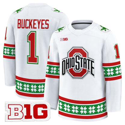 Men's Ohio State Buckeyes Football 2025 'Christmas Edition' Premium Jersey - Hockey Style - Stitched