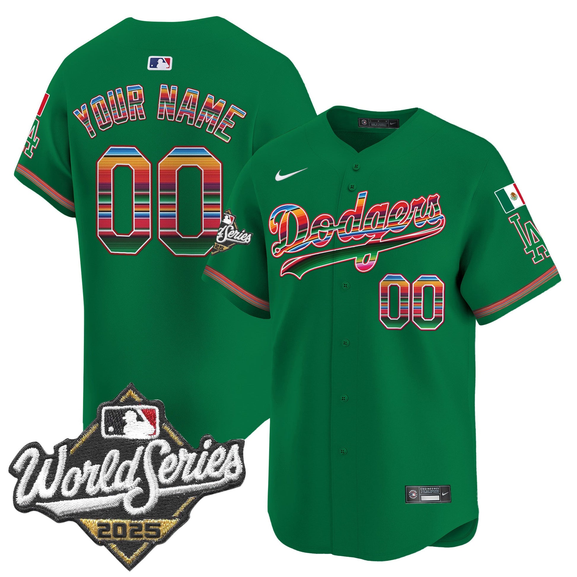 Dodgers Mexico 2025 World Series Vapor Premier Limited Custom Jersey - All Stitched