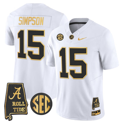 Men's Alabama Crimson Tide 2025 Gold Vapor Limited Jersey - Alabama Map - All Stitched
