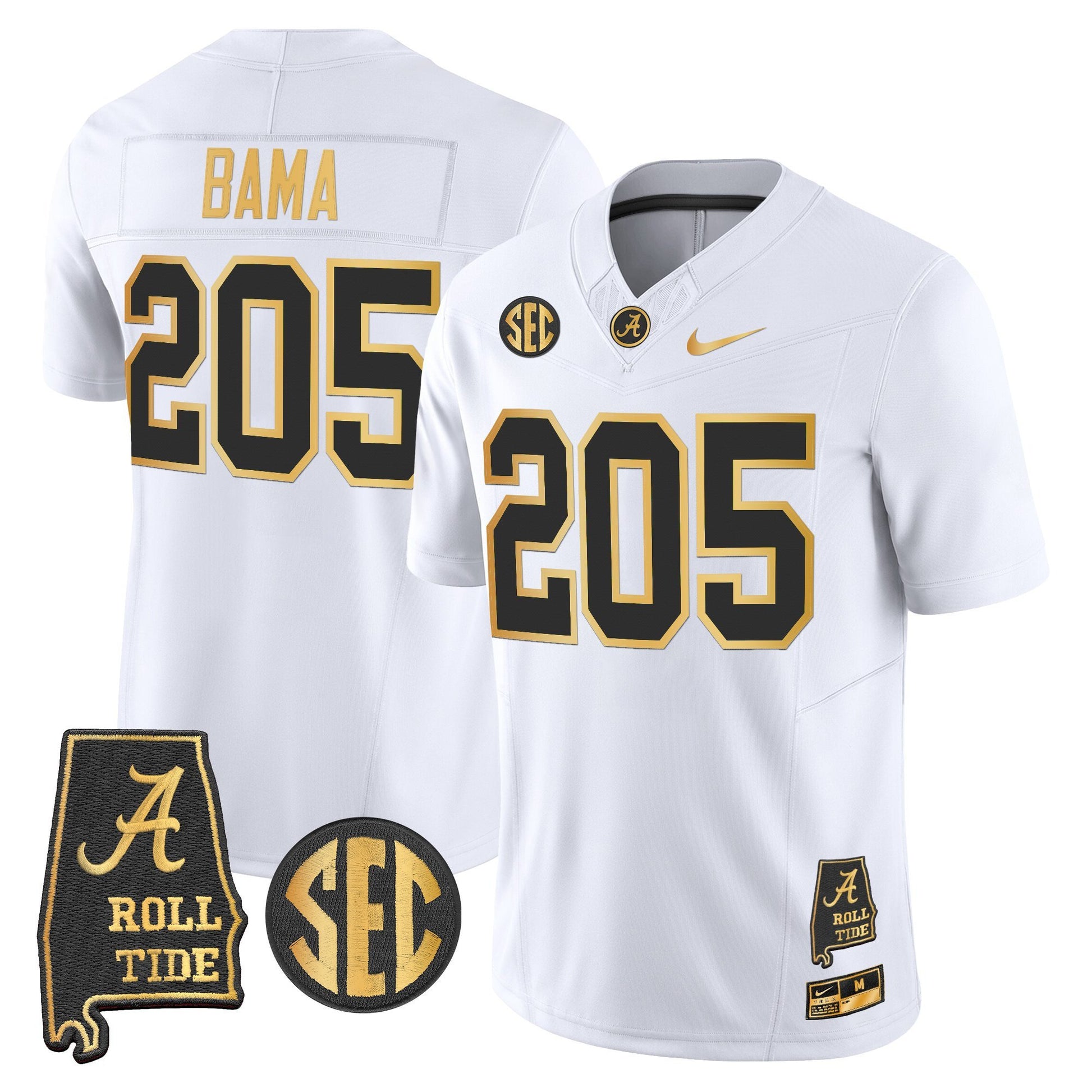 Men's Alabama Crimson Tide 2025 Gold Vapor Limited Jersey - Alabama Map - All Stitched