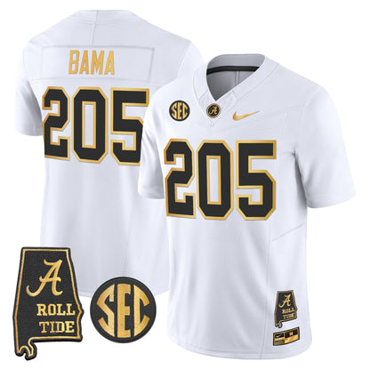 Men's Alabama Crimson Tide 2025 Gold Vapor Limited Jersey - Alabama Map - All Stitched