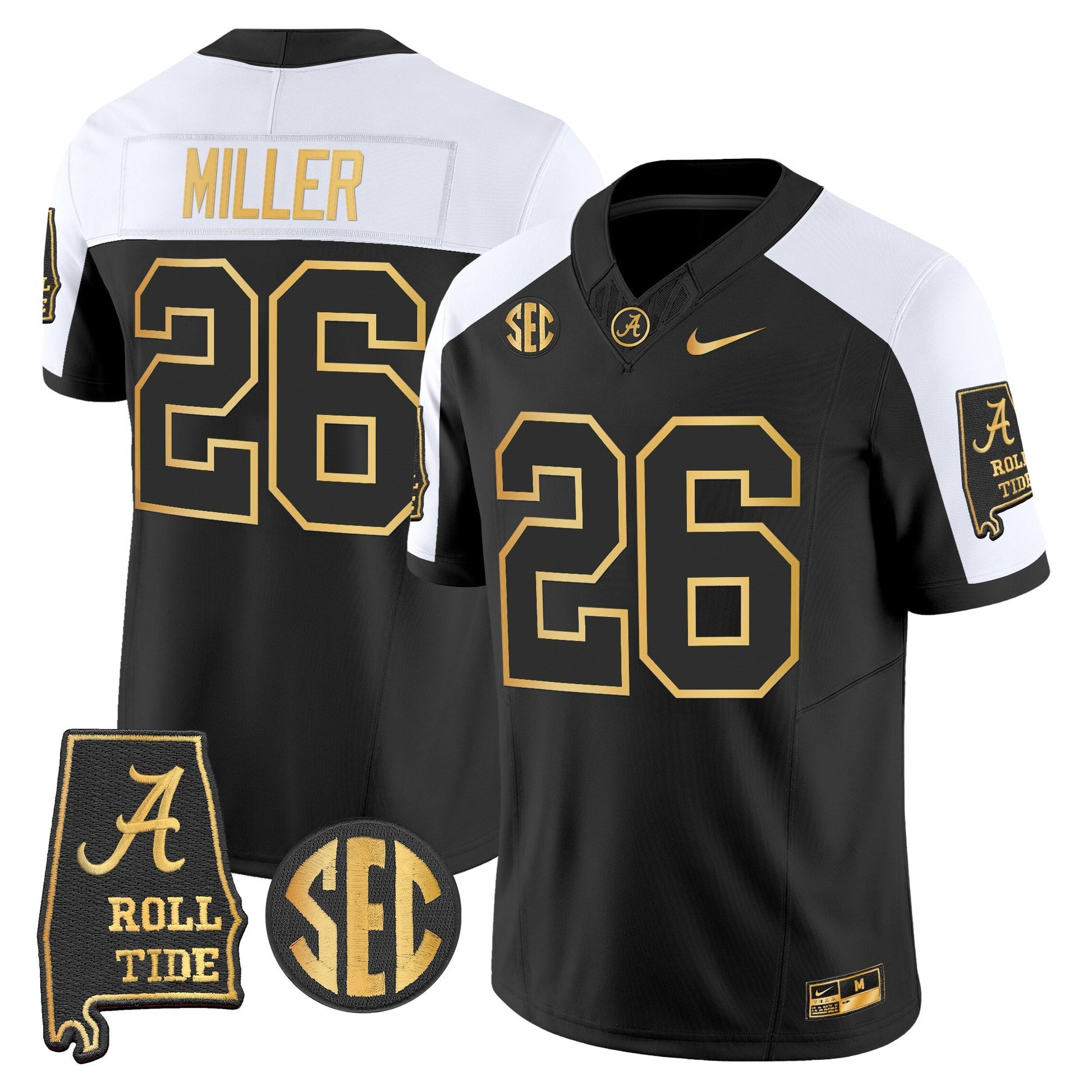 Men's Alabama Crimson Tide 2025 Gold Vapor Limited Jersey - Alabama Map - All Stitched