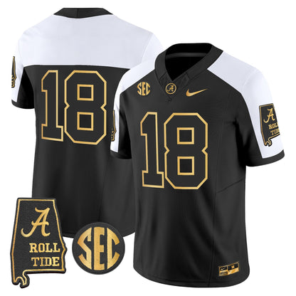 Men's Alabama Crimson Tide 2025 Gold Vapor Limited Jersey - Alabama Map - All Stitched