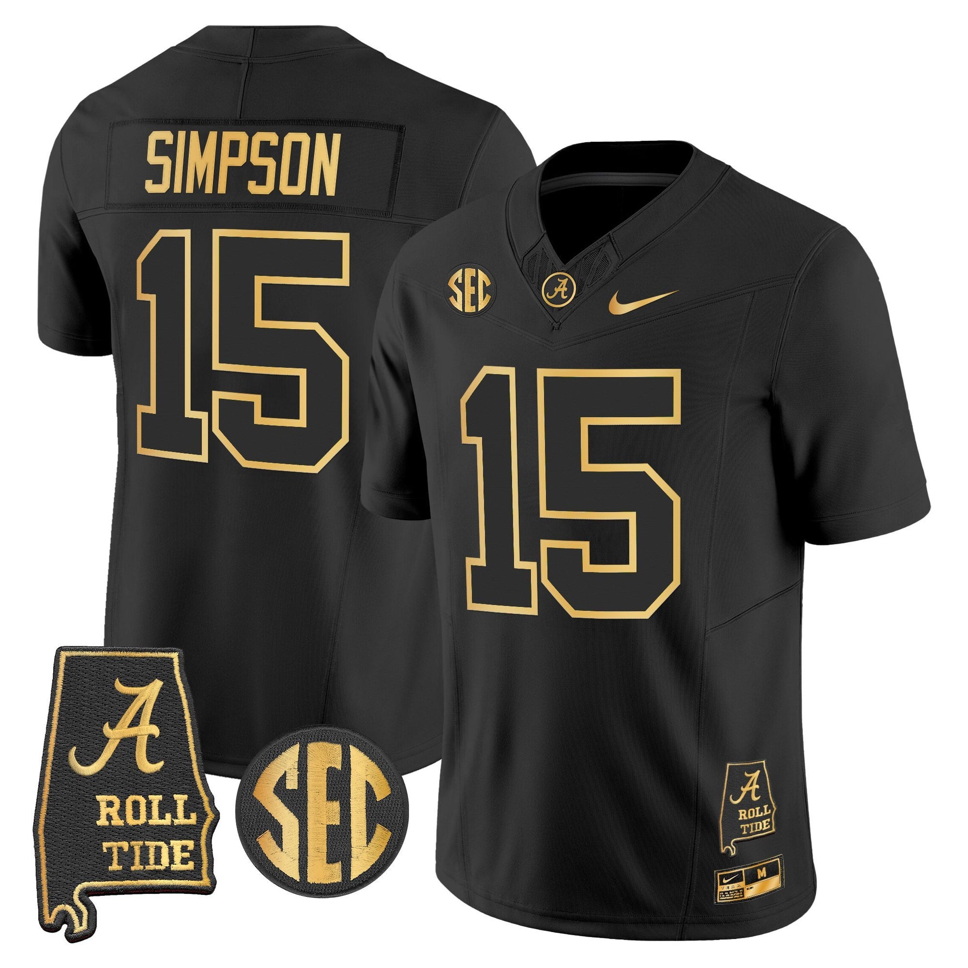 Men's Alabama Crimson Tide 2025 Gold Vapor Limited Jersey - Alabama Map - All Stitched