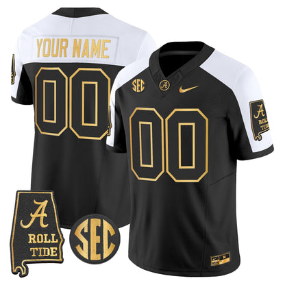 Alabama Crimson Tide 2025 Gold Vapor Limited Custom Jersey - Alabama Map - All Stitched
