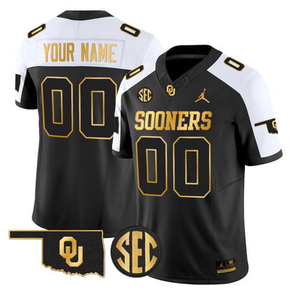 Oklahoma Sooners 2025 Gold Vapor Limited Custom Jersey - All Stitched