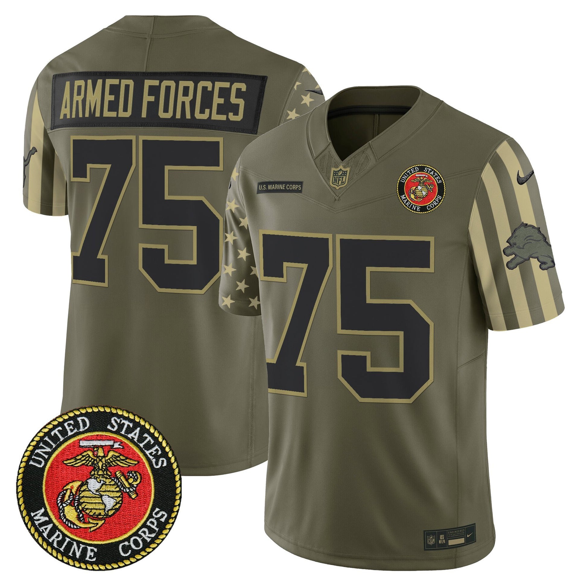 Men's Detroit Lions x U.S. Military Veteran Vapor Limited Jersey - All Stitched