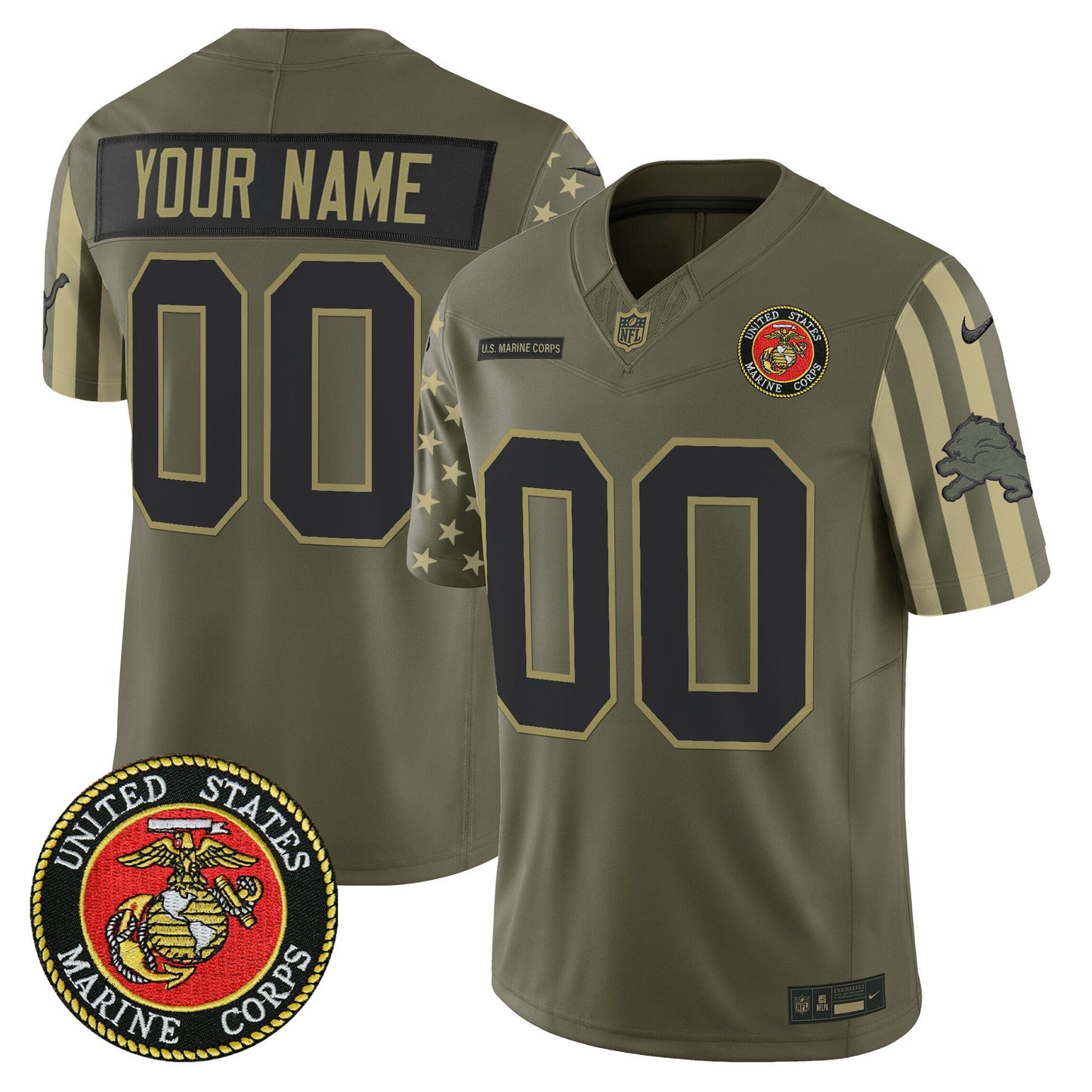 Detroit Lions x U.S. Military Veteran Vapor Limited Custom Jersey - All Stitched