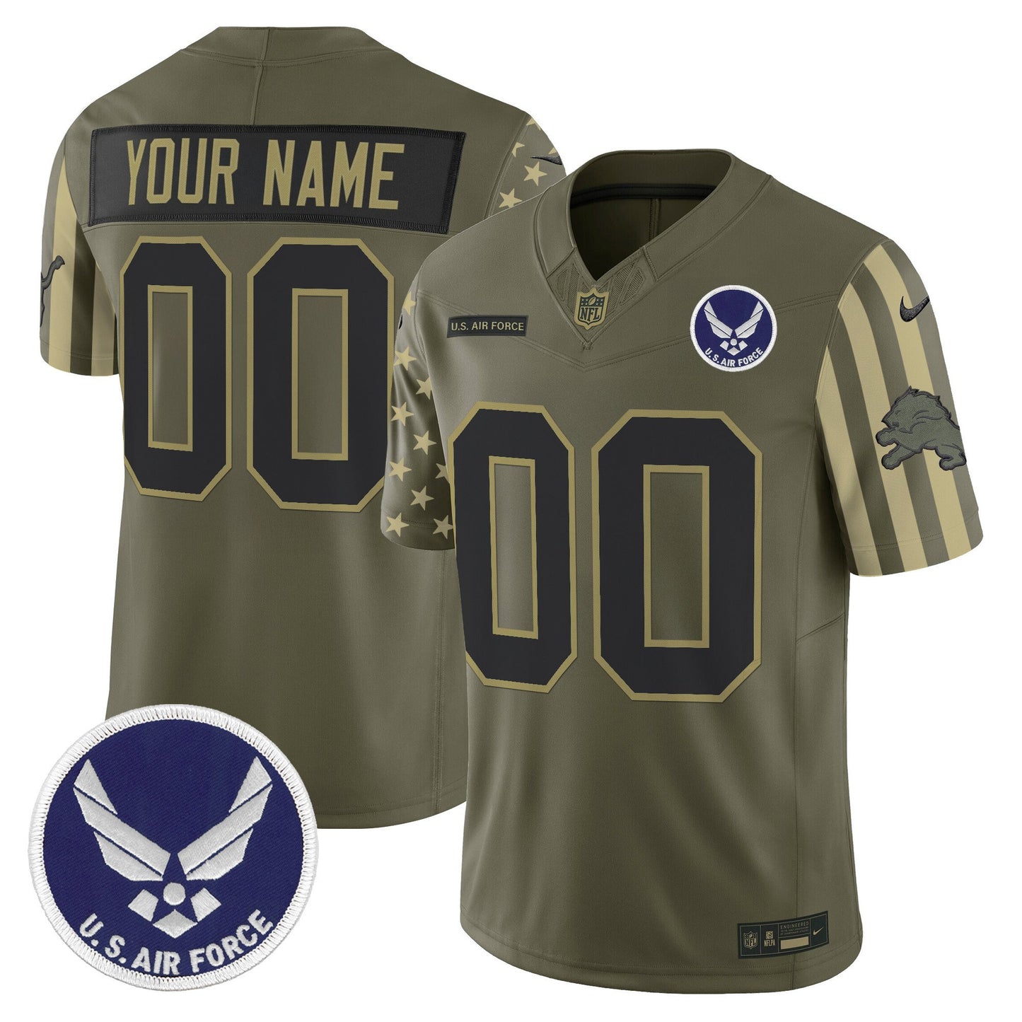 Detroit Lions x U.S. Military Veteran Vapor Limited Custom Jersey - All Stitched