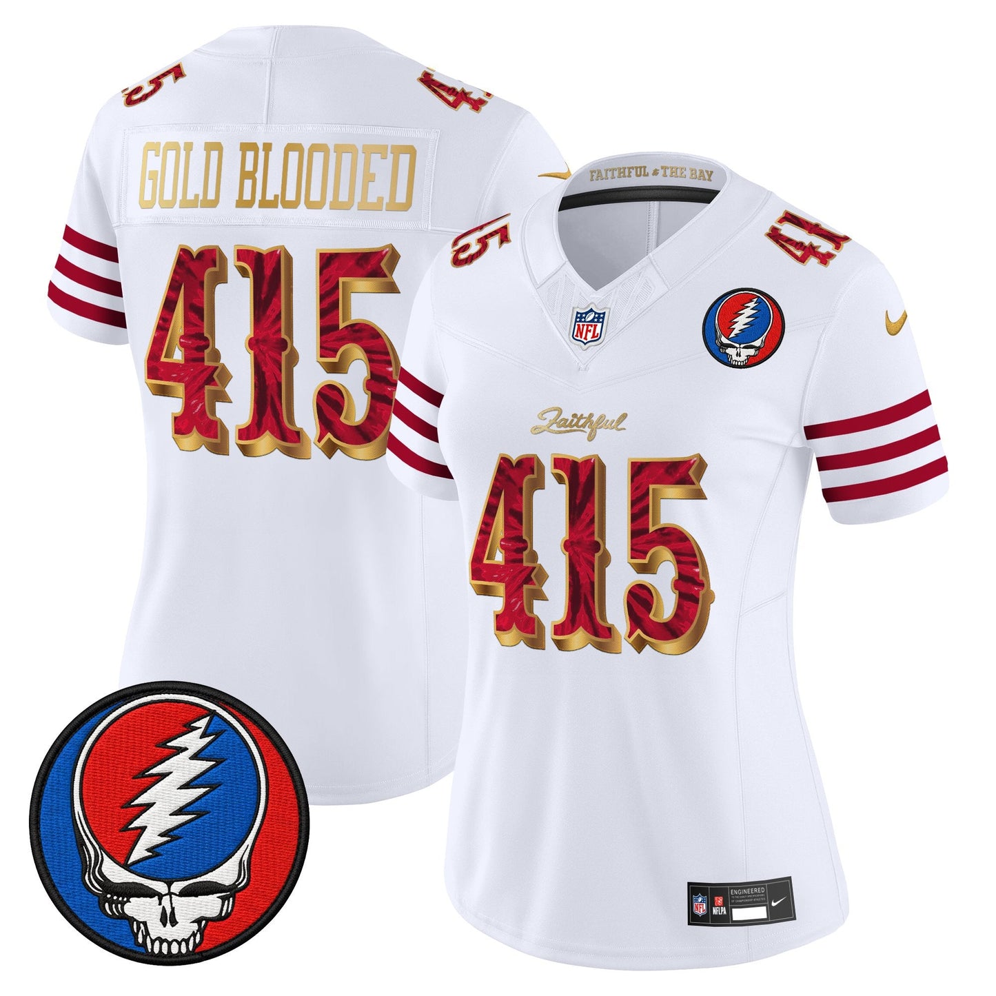 Women's San Francisco 49ers x Grateful Dead Rivalries Vapor Limited Jersey - Rivalries Edition - All Stitched