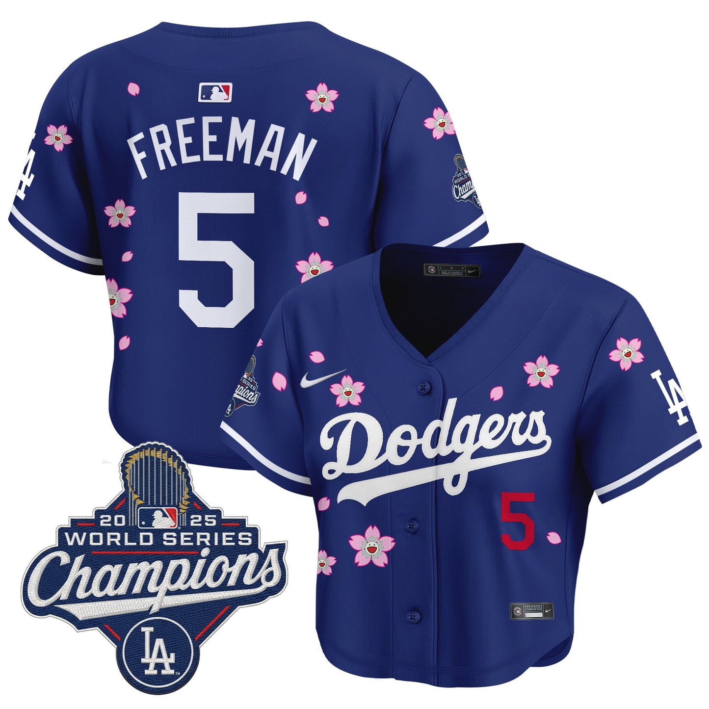 Women's Dodgers 2025 World Series Champions x Tokyo Series Crop Top Baseball Jersey - All Stitched