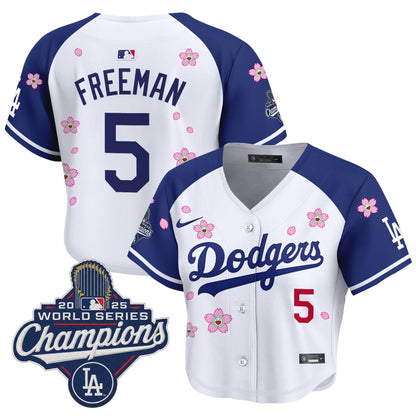 Women's Dodgers 2025 World Series Champions x Tokyo Series Crop Top Baseball Jersey - All Stitched