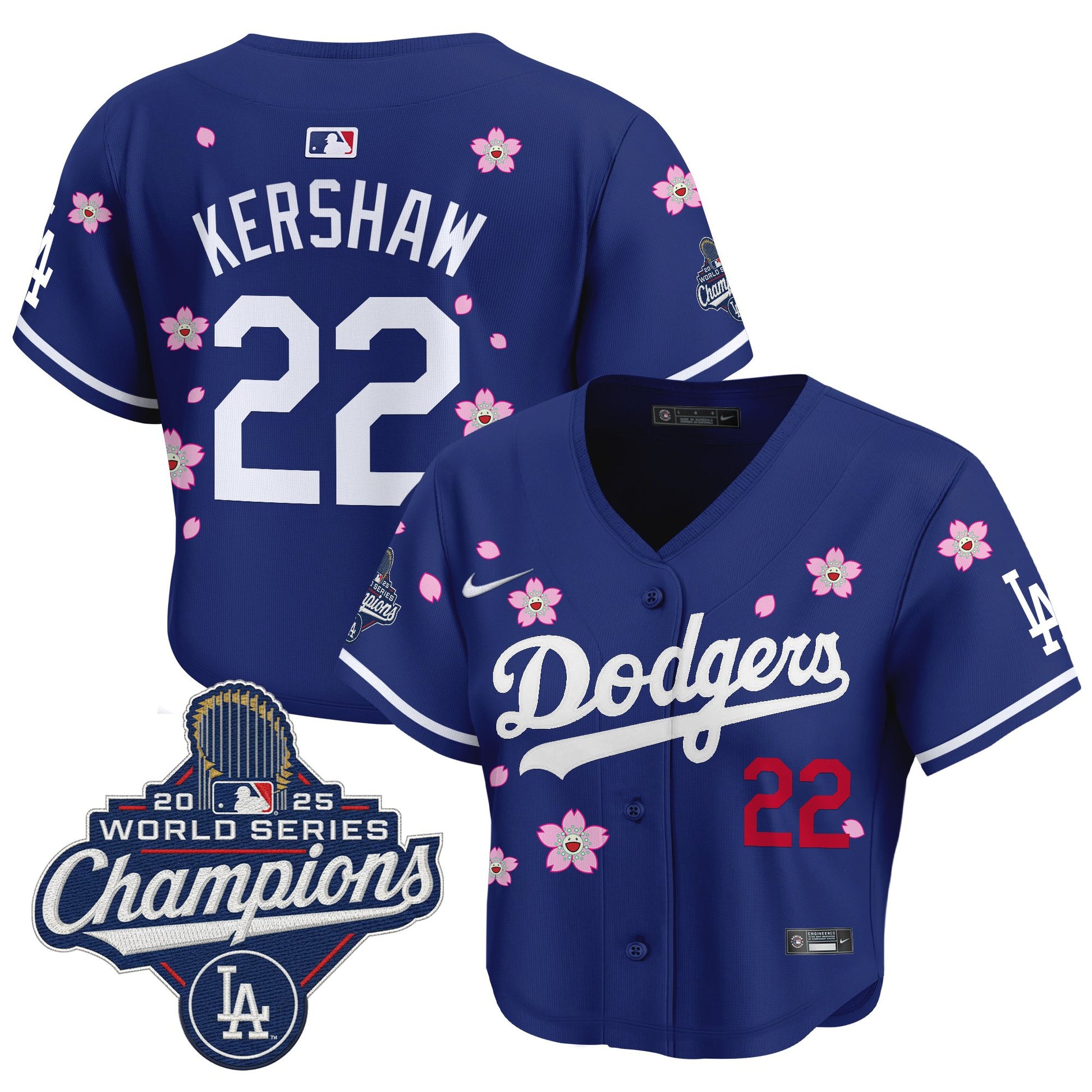 Women's Dodgers 2025 World Series Champions x Tokyo Series Crop Top Baseball Jersey - All Stitched