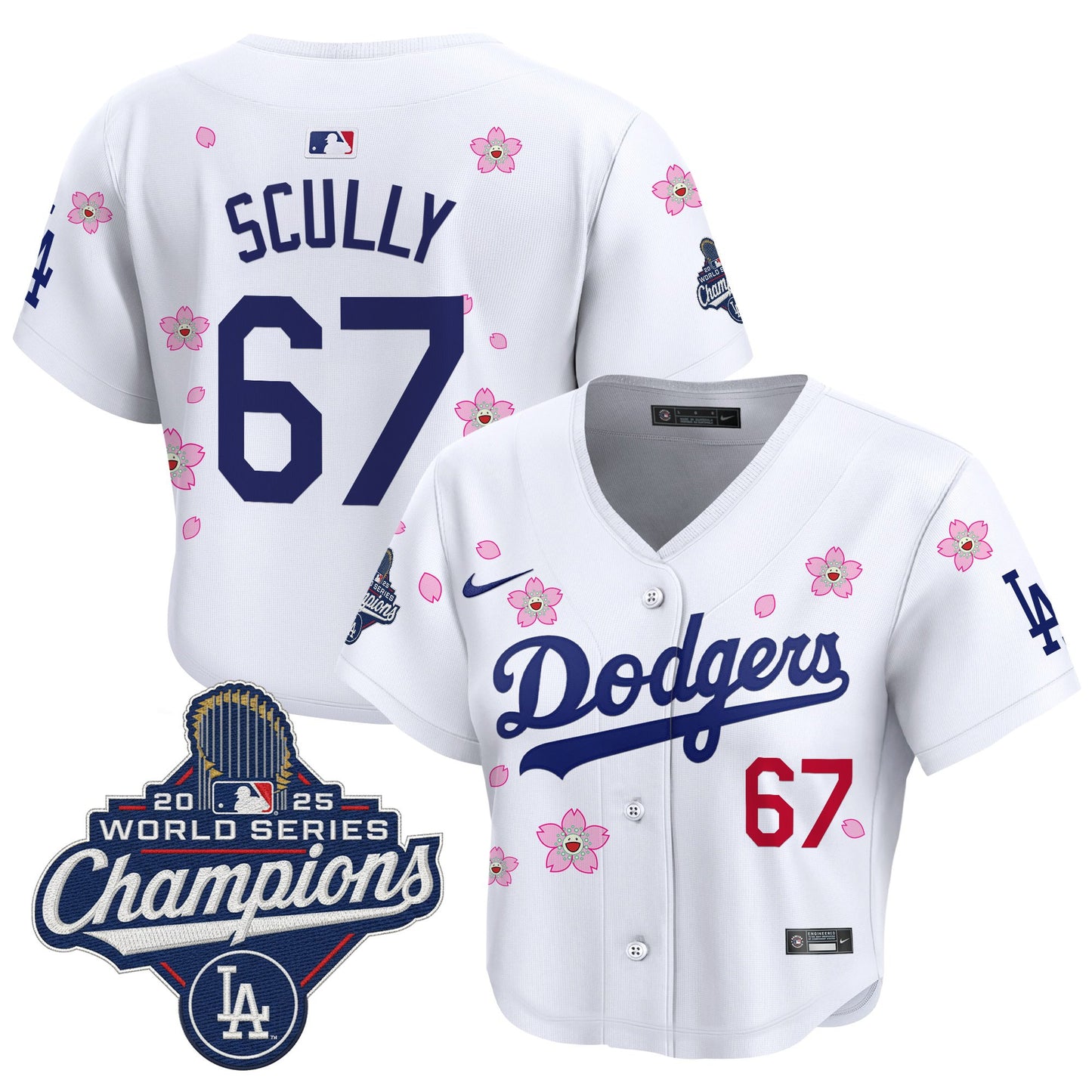 Women's Dodgers 2025 World Series Champions x Tokyo Series Crop Top Baseball Jersey - All Stitched