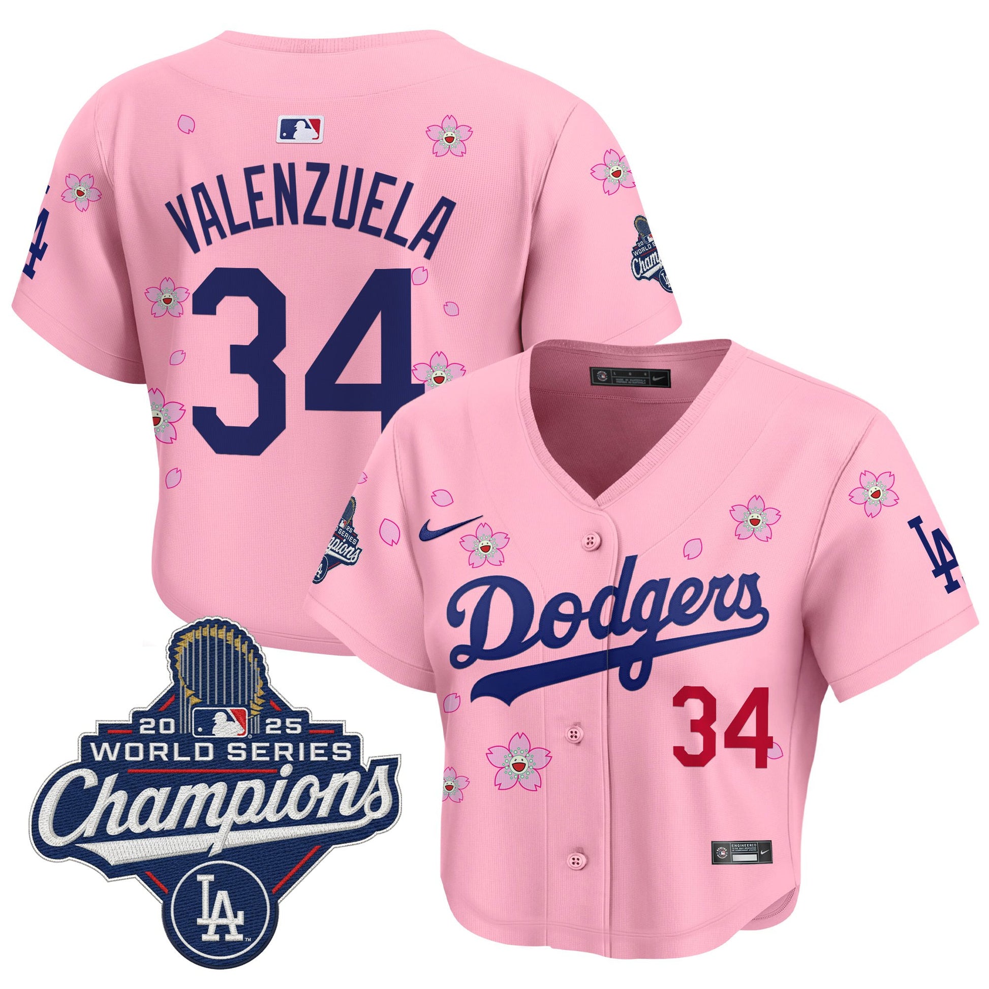 Women's Dodgers 2025 World Series Champions x Tokyo Series Crop Top Baseball Jersey - All Stitched
