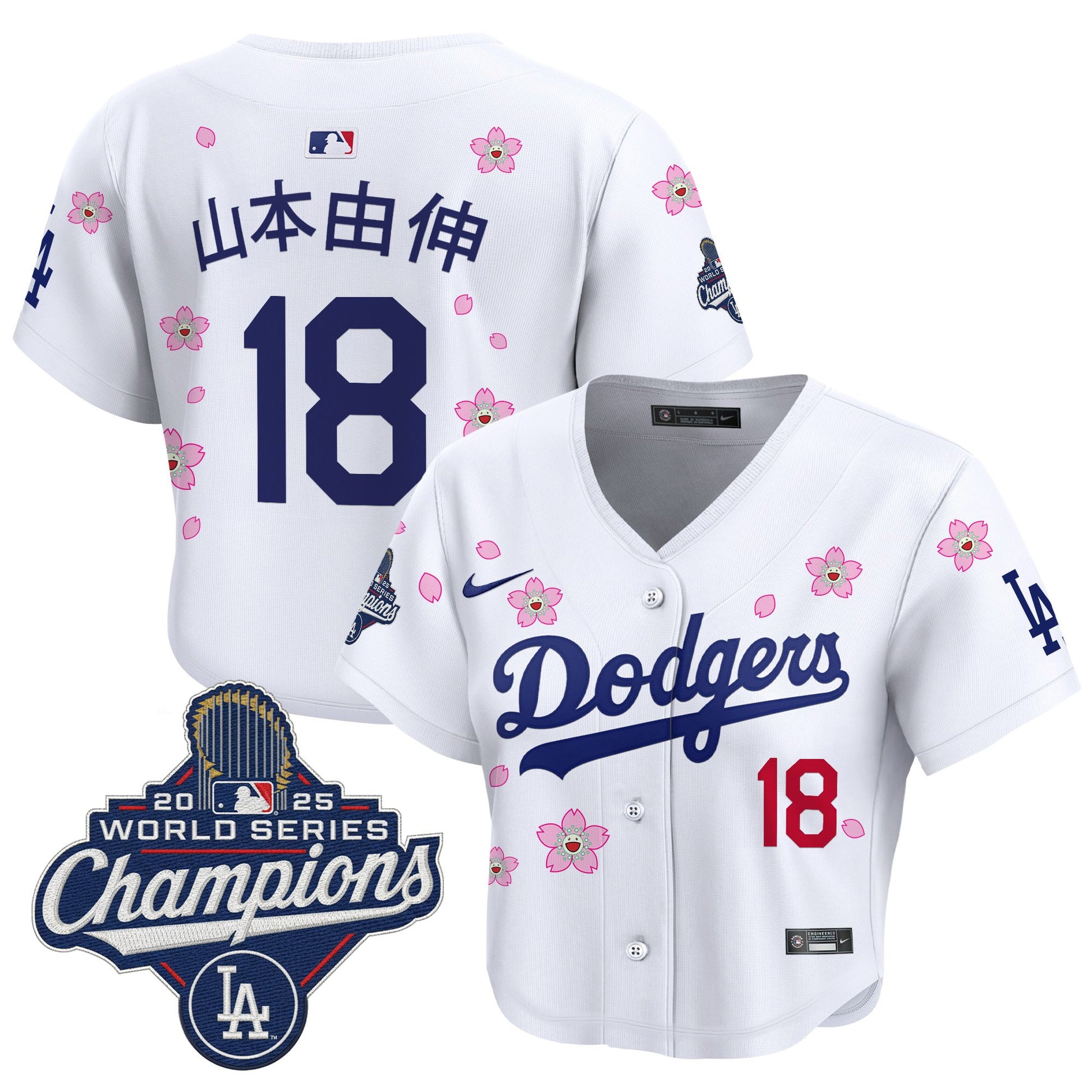 Women's Dodgers 2025 World Series Champions x Tokyo Series Crop Top Baseball Jersey - All Stitched