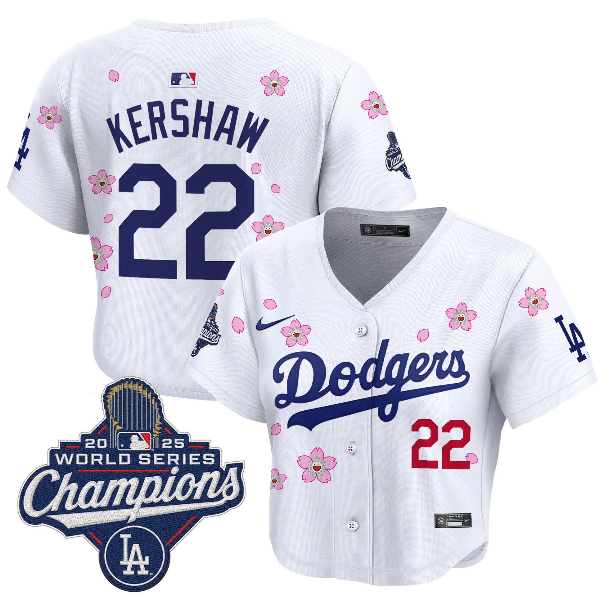 Women's Dodgers 2025 World Series Champions x Tokyo Series Crop Top Baseball Jersey - All Stitched
