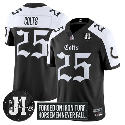 Men's Indianapolis Colts 2025 'Gothic Iron Hoof Edition' Vapor Limited Jersey - Jim Irsay Patch - All Stitched