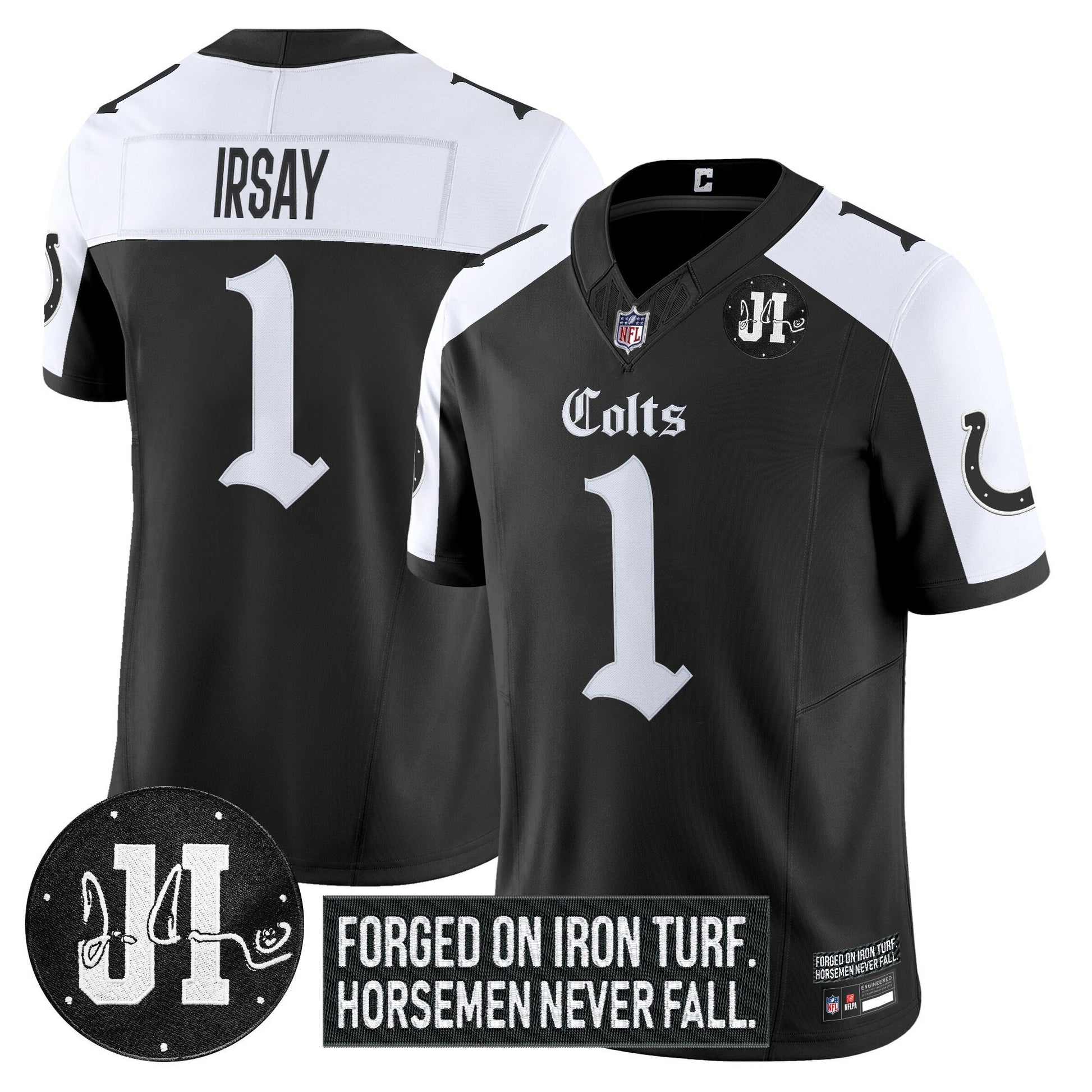 Men's Indianapolis Colts 2025 'Gothic Iron Hoof Edition' Vapor Limited Jersey - Jim Irsay Patch - All Stitched