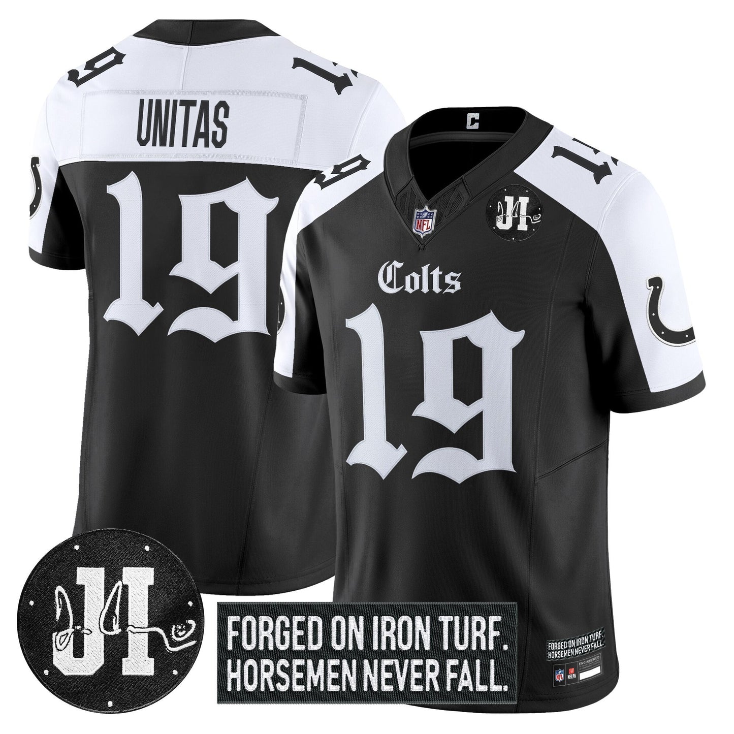 Men's Indianapolis Colts 2025 'Gothic Iron Hoof Edition' Vapor Limited Jersey - Jim Irsay Patch - All Stitched