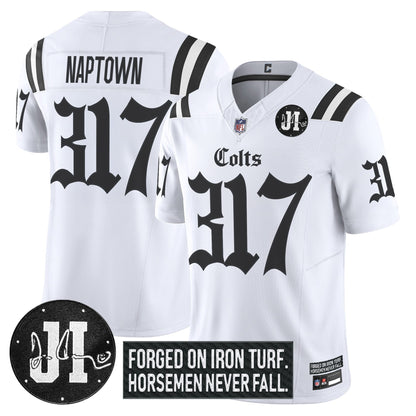 Men's Indianapolis Colts 2025 'Gothic Iron Hoof Edition' Vapor Limited Jersey - Jim Irsay Patch - All Stitched