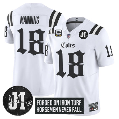 Men's Indianapolis Colts 2025 'Gothic Iron Hoof Edition' Vapor Limited Jersey - Jim Irsay Patch - All Stitched